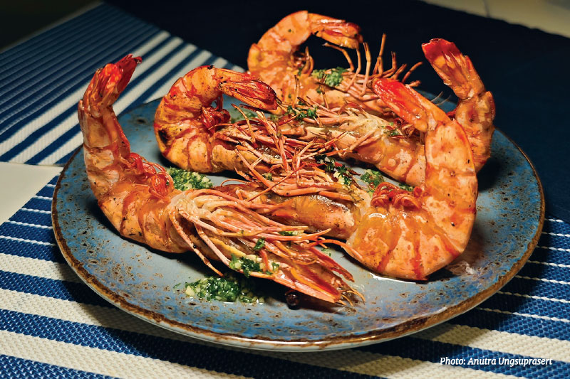 Chef Raphael Kinimo’s delicious Gambas Al Ajillo or grilled prawns