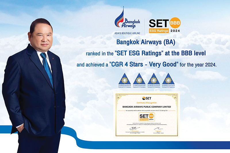 Bangkok Airways Retains Sustainability Lead with SET ESG