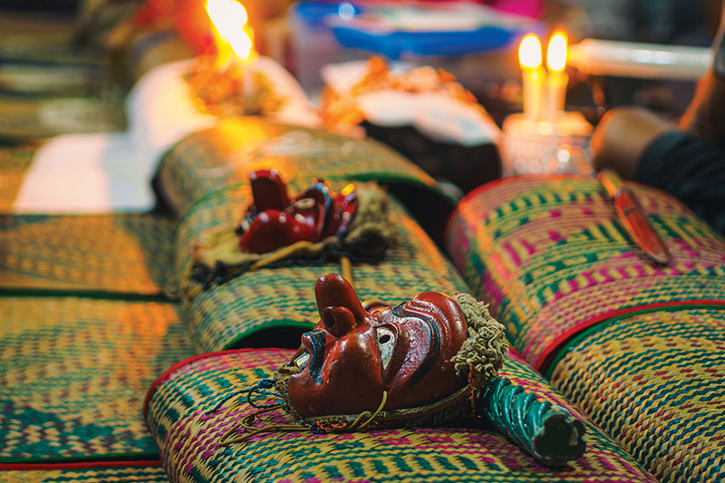 The stage is set for the Rong Khru ritual, in which dancers commune with ancestral spirits