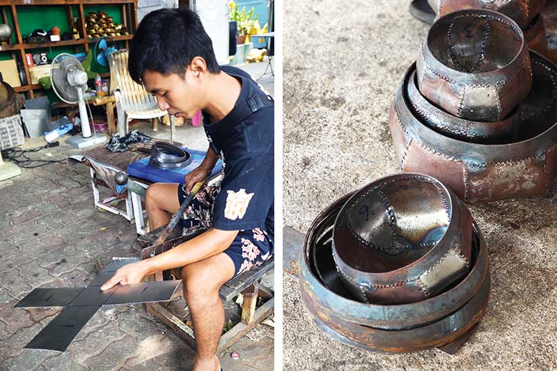 Youngsters learn the traditional craft of alms bowl making in Ban Baat